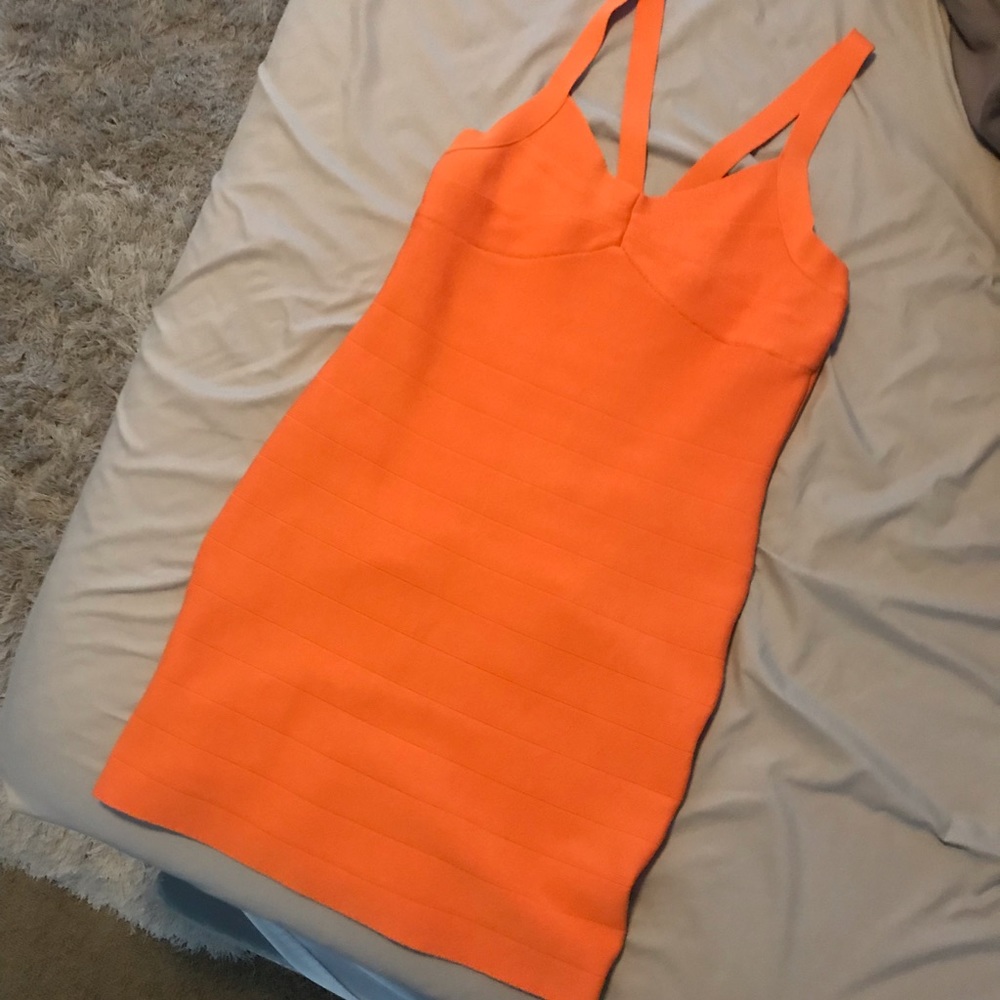 Hot Miami Styles orange bandage dress L